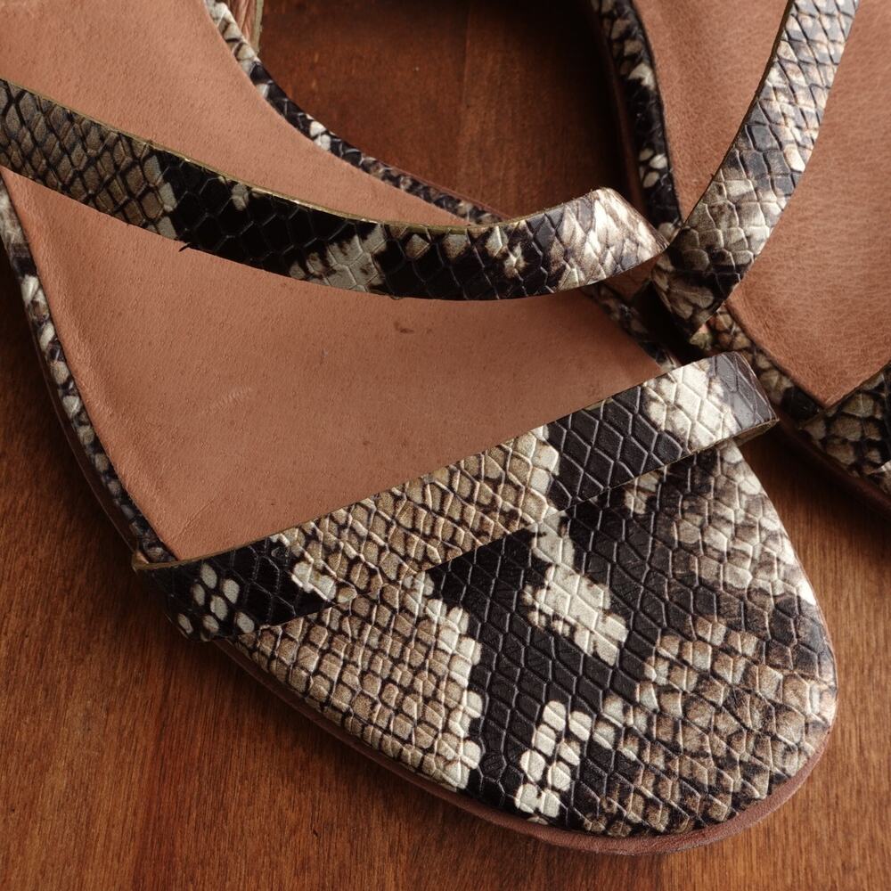 Madewell Snake Print Leather Sandals in Beige Black - Picture 9 of 14